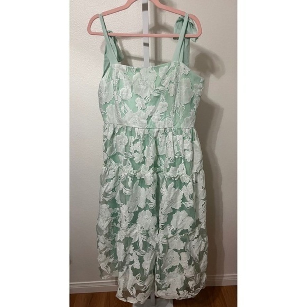 NWT Lulus Proof of Perfection Mint Green Floral Tiered Tie-Strap Midi Dress XL - Picture 5 of 10